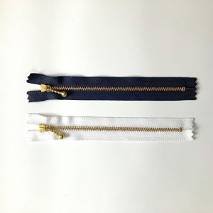 画像2: ファスナー：16cmゴールド玉付きファスナー（白・紺）