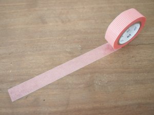 画像1: マスキングテープ：ボーダー・珊瑚（10m1巻）