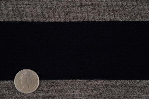 画像2: セレクト生地：ビッグボーダー裏毛（ベージュ杢×ネイビー）1mカットクロス