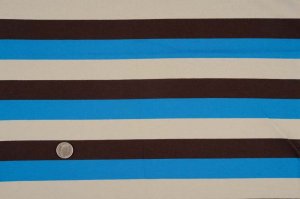 画像1: セレクト生地：先染め3色ボーダー天竺（ブラウン・ブルー系）50cmカットクロス