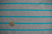 セレクト生地：ボーダー天竺（グレー杢／シアンブルー）30cmカットクロス