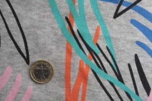 画像1: セレクト生地：手書きペイントミニ裏毛（グレー）60cmカットクロス