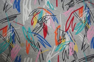 画像2: セレクト生地：手書きペイントミニ裏毛（グレー）60cmカットクロス