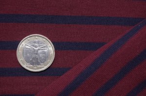 画像3: セレクト生地：先染めボーダー天竺（エンジ×ネイビー）55cmカットクロス