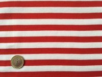 セレクト生地：ボーダー天竺（オフ×レッド）45cmカットクロス