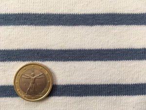 画像2: セレクト生地：ボーダー天竺（オフ×ブルーグレー）65cmカットクロス