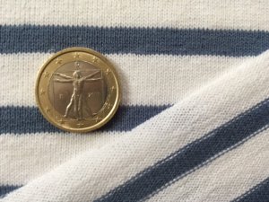 画像3: セレクト生地：ボーダー天竺（オフ×ブルーグレー）65cmカットクロス