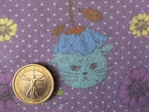 画像2: セレクト生地：フラワーキャット（パープル）35cmカットクロス