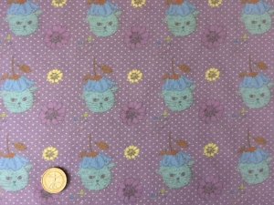 画像3: セレクト生地：フラワーキャット（パープル）35cmカットクロス