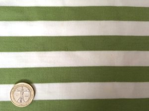 画像2: セレクト生地：【難有】ボーダー天竺（オフ／グリーン）50cmカットクロス